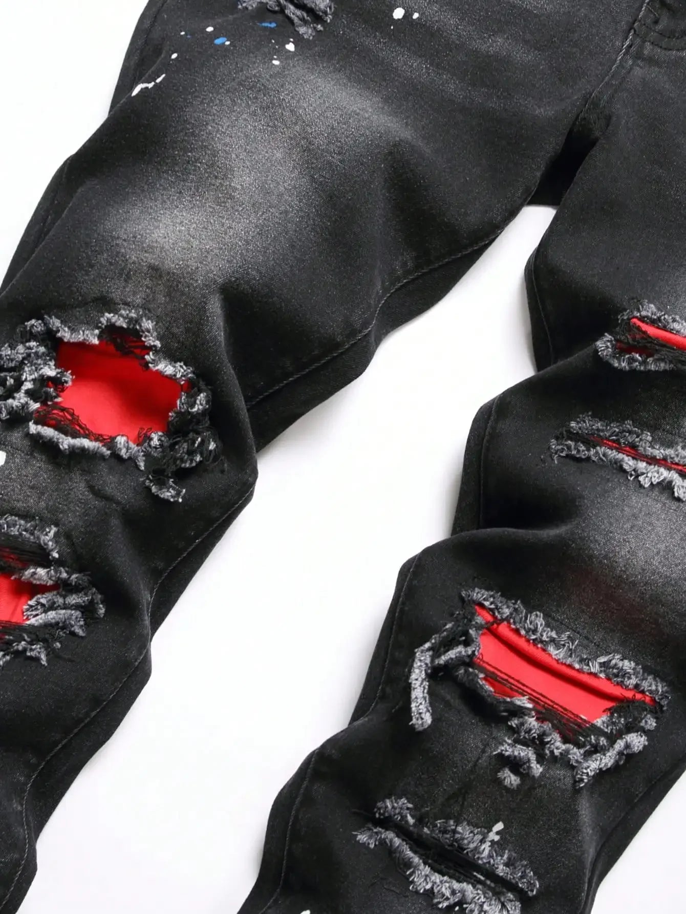 Men Ripped Patchwork Slim Fit Denim