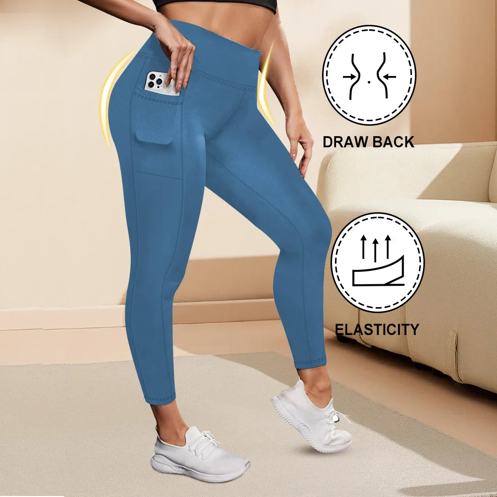 Women's High-Waisted  Butt-Lifting Leggings with Pockets Plus Size