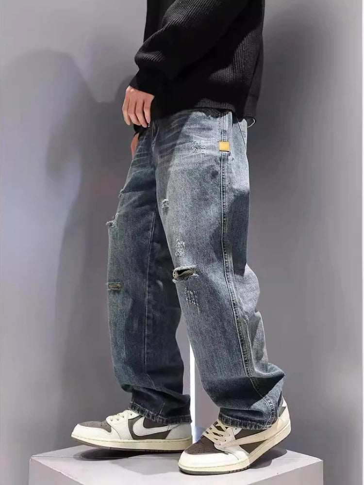 Men's Ripped Baggy Vintage Denim Pants