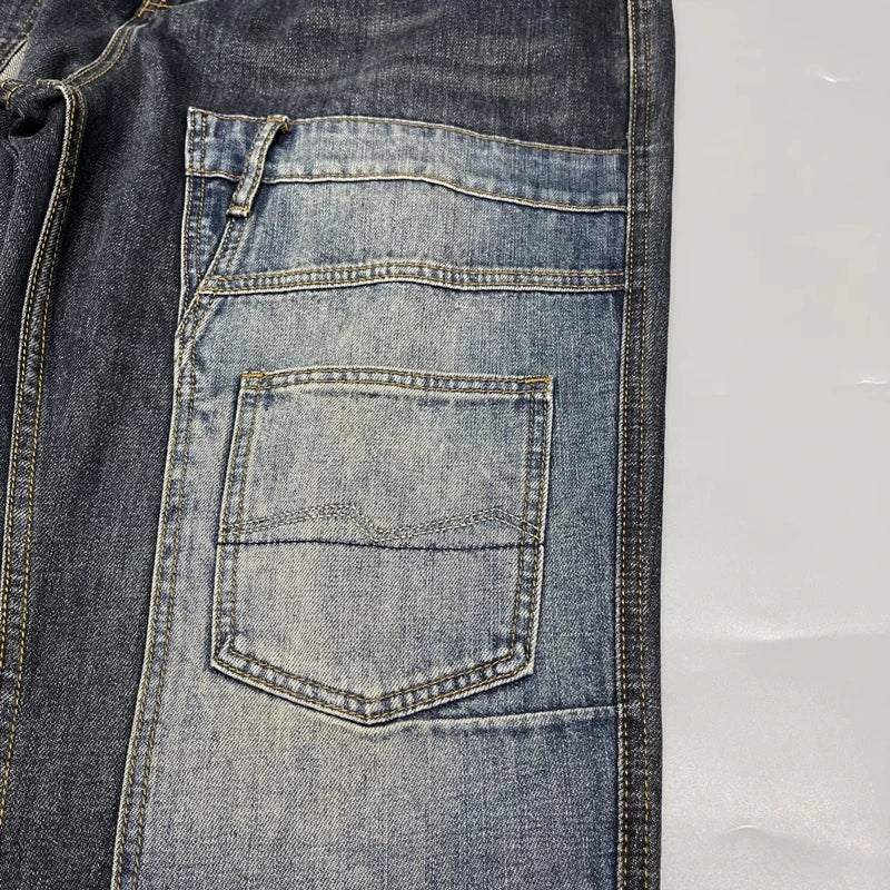 Patchwork Straight Leg Jeans