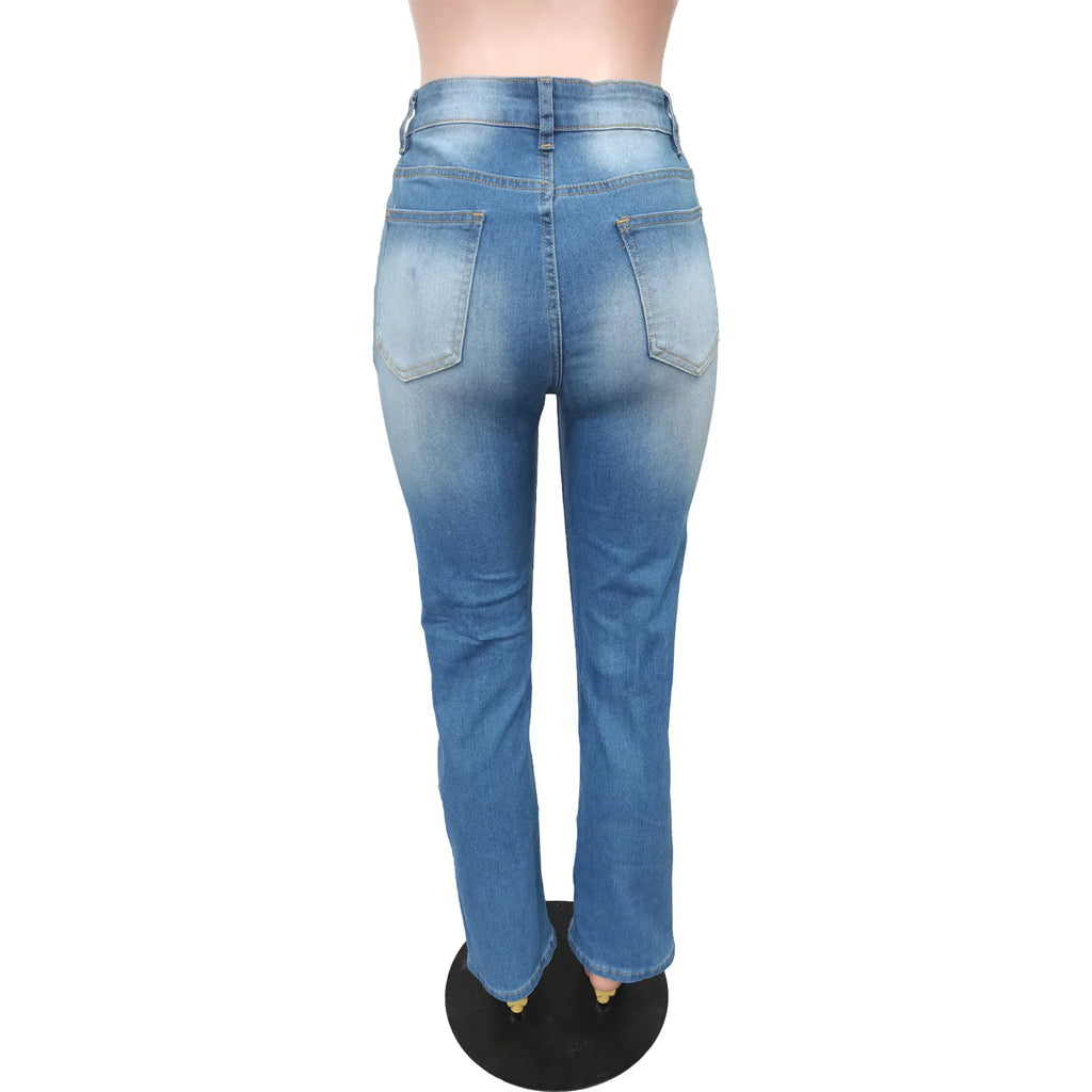 Women High Strecth Distressed  Vintage Ripped Jeans