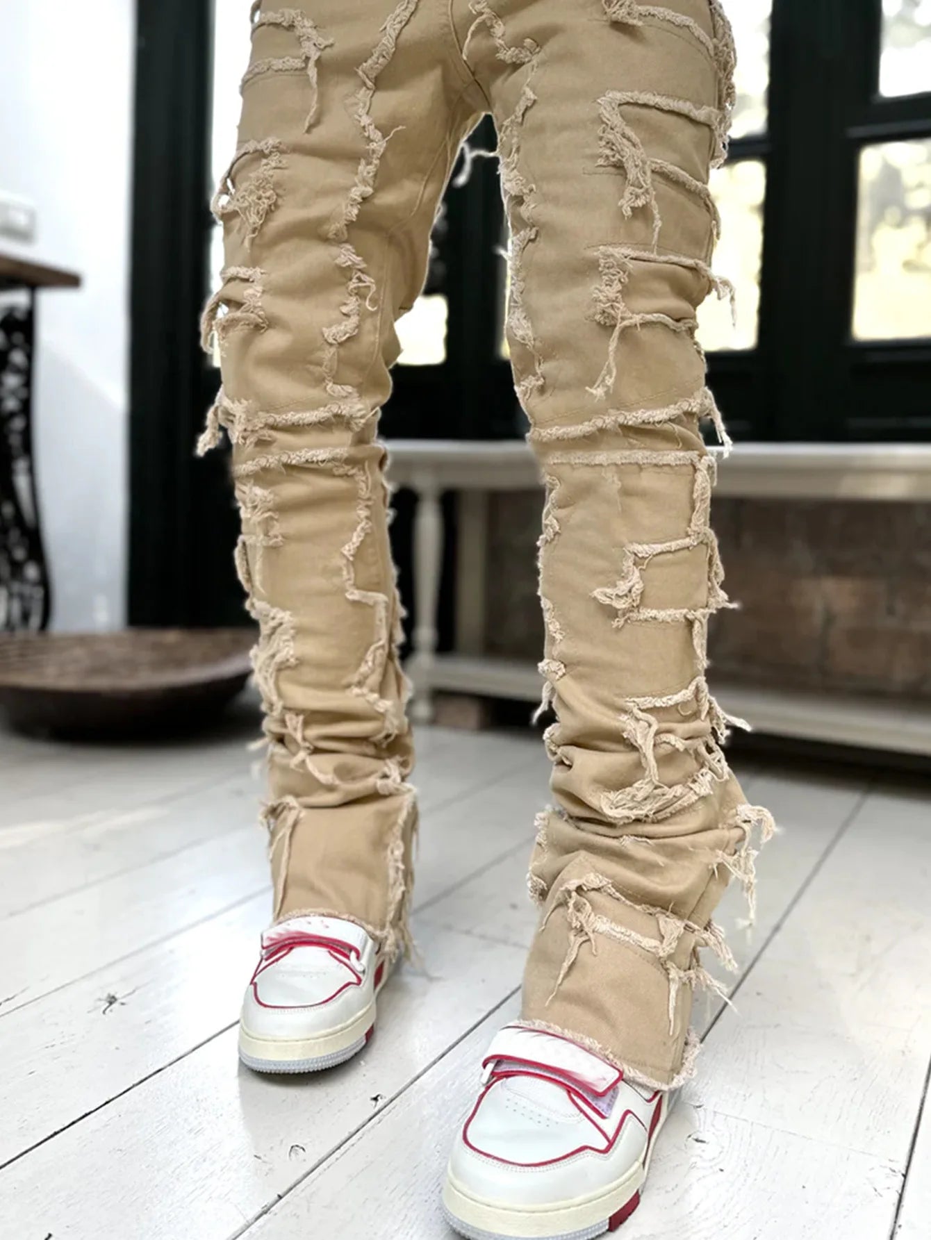 Men's Stacked Jeans Ripped Slim Fit