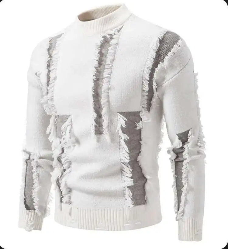 Men's Raw Edge Mock Neck Sweater
