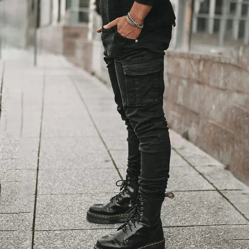 Men Denim Cargo Slim Fit Joggers