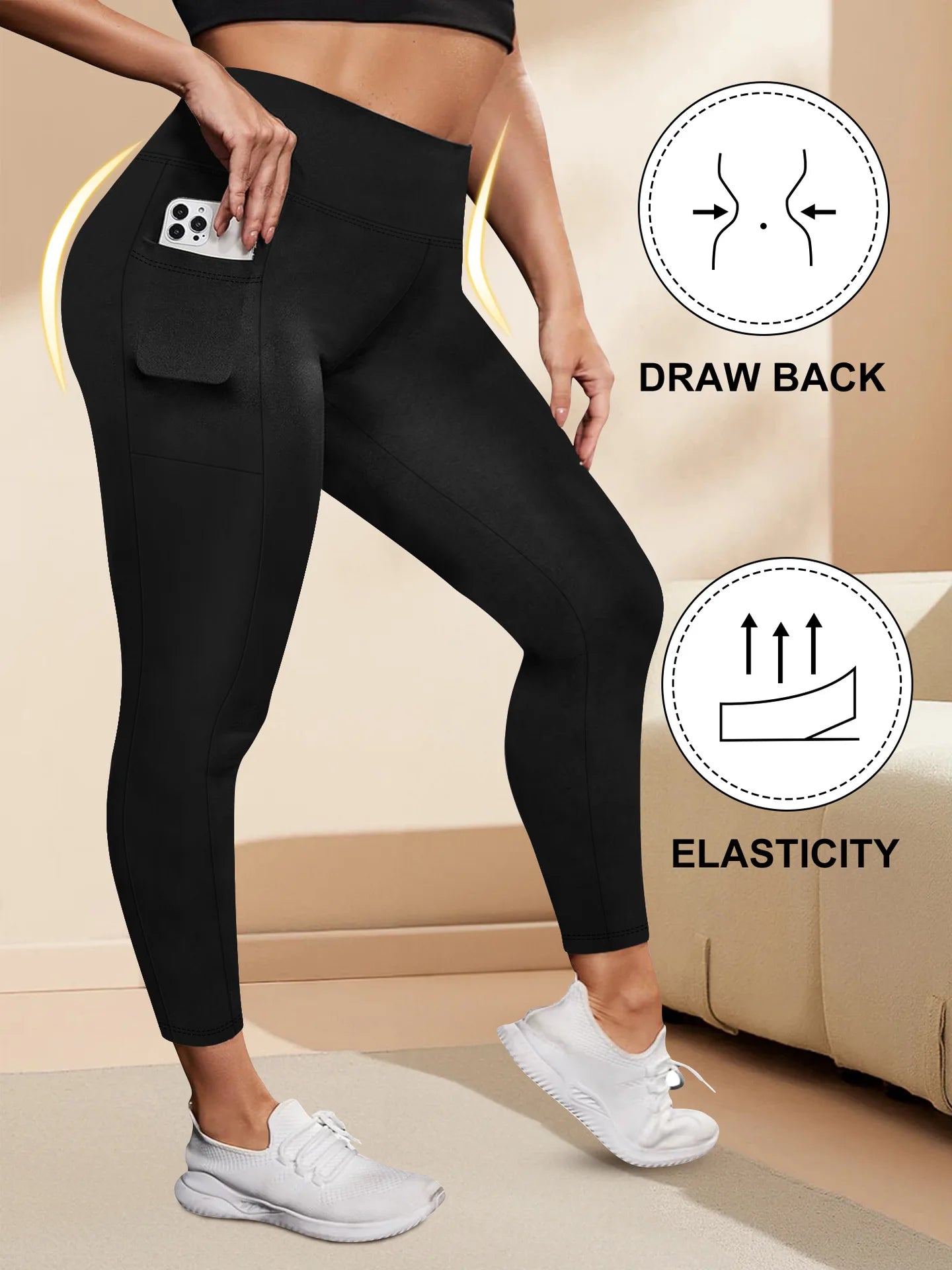 Women's High-Waisted  Butt-Lifting Leggings with Pockets Plus Size