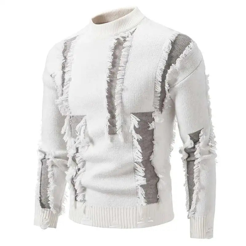 Men's Raw Edge Mock Neck Sweater