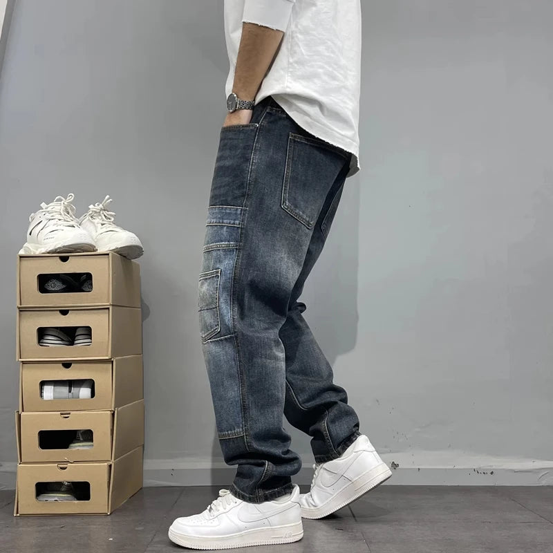 Patchwork Straight Leg Jeans