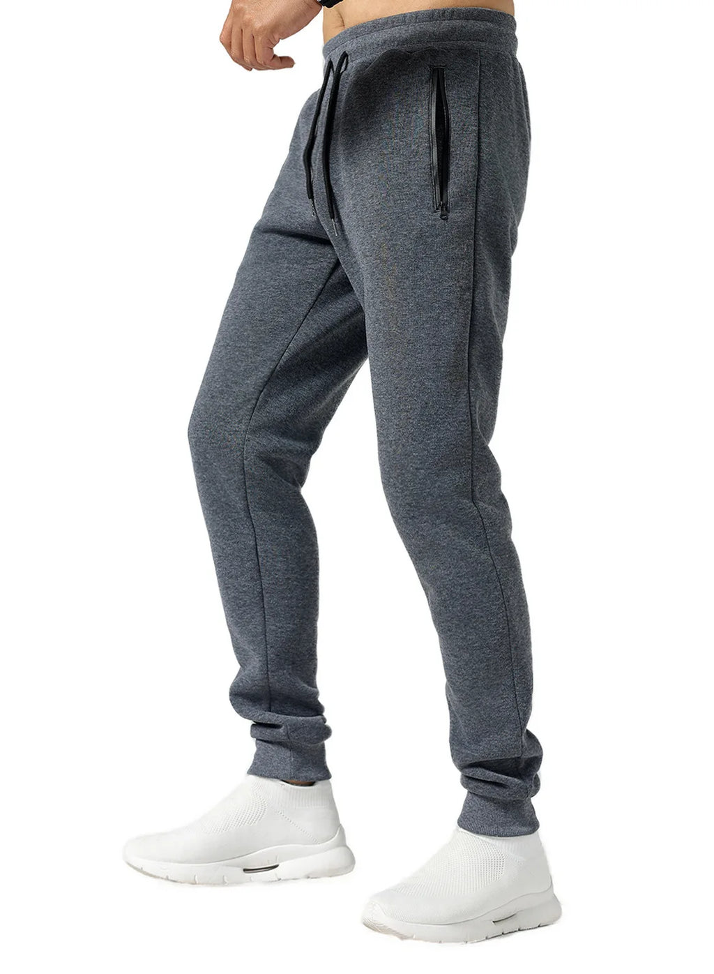 Men Drawstring Zipper Pockets Sweatpants
