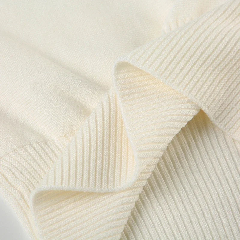 Off-Shoulder Long Sleeve Knitted Sweater