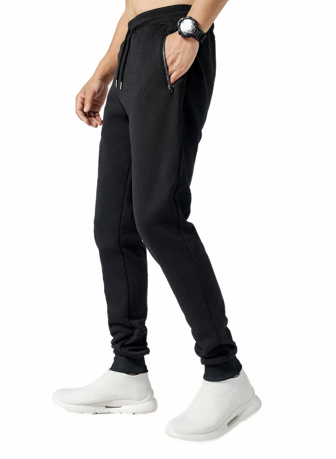 Men Drawstring Zipper Pockets Sweatpants