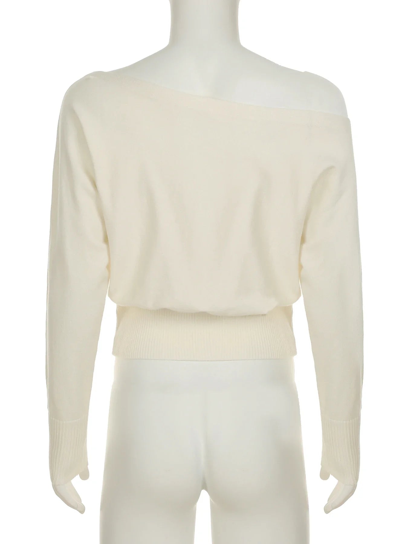 Off-Shoulder Long Sleeve Knitted Sweater