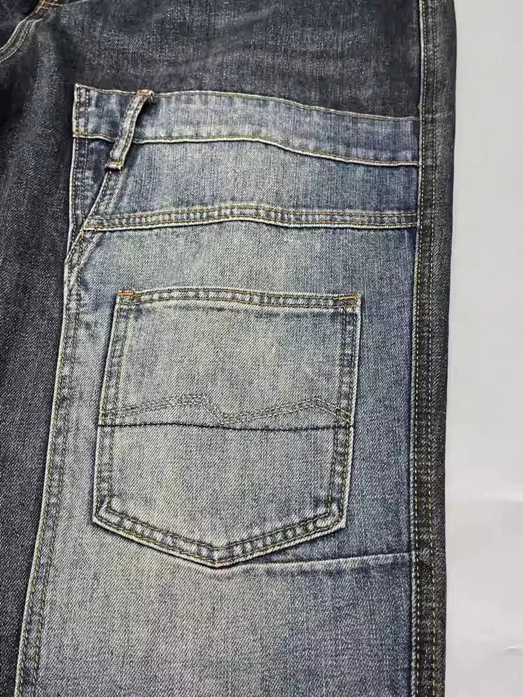 Patchwork Straight Leg Jeans