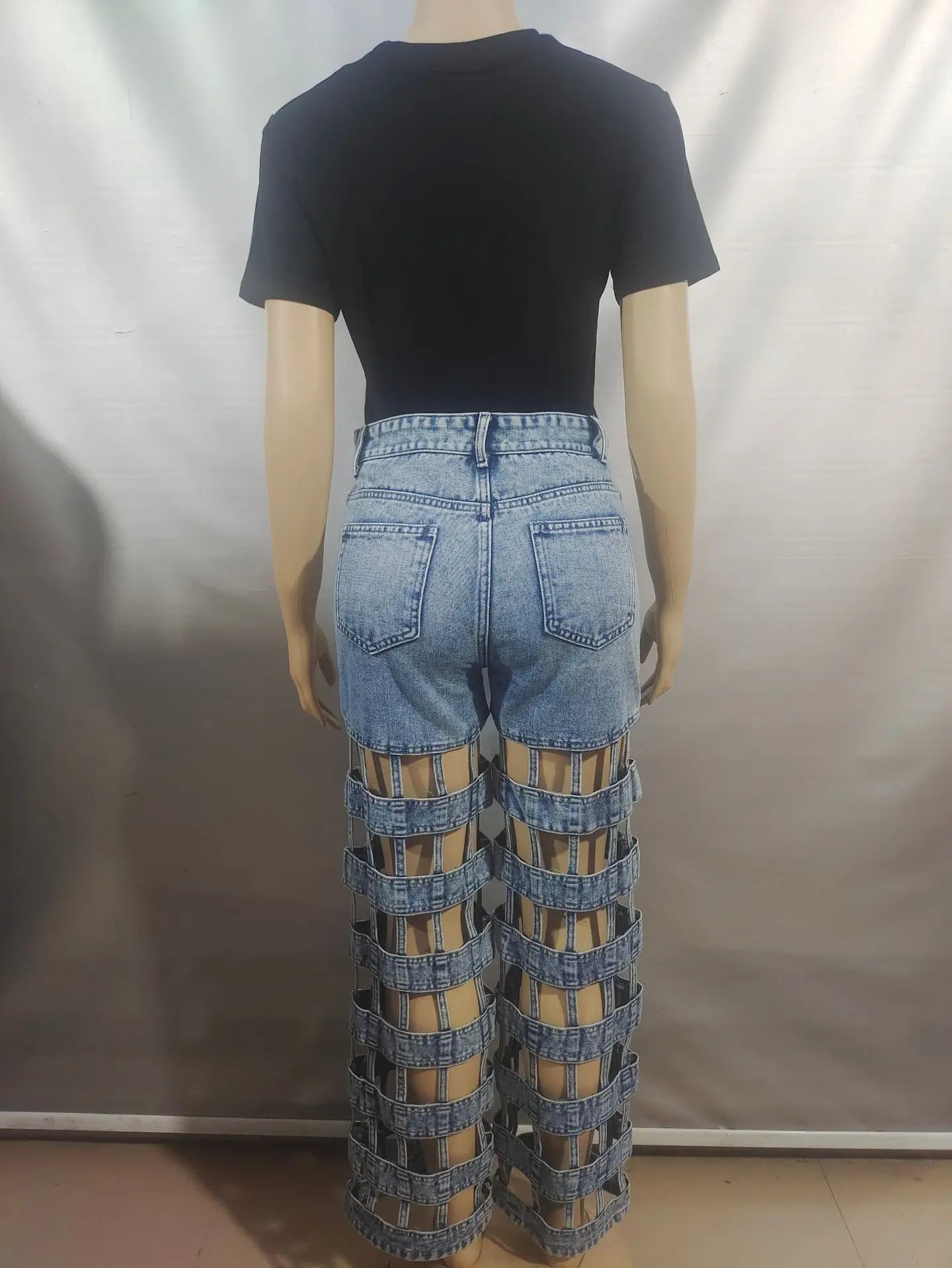 Women Hollow Out High-Waisted Jeans