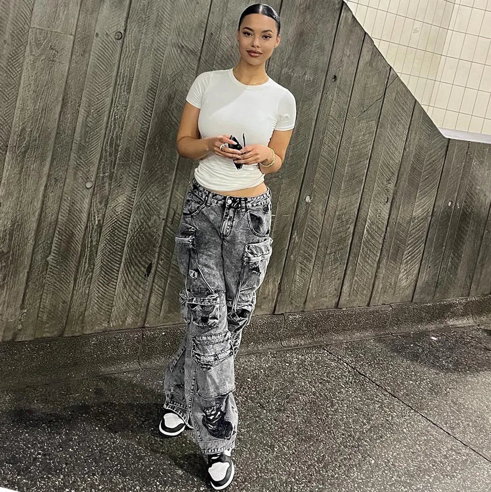 Women's Multi-Pocket Baggy Jeans