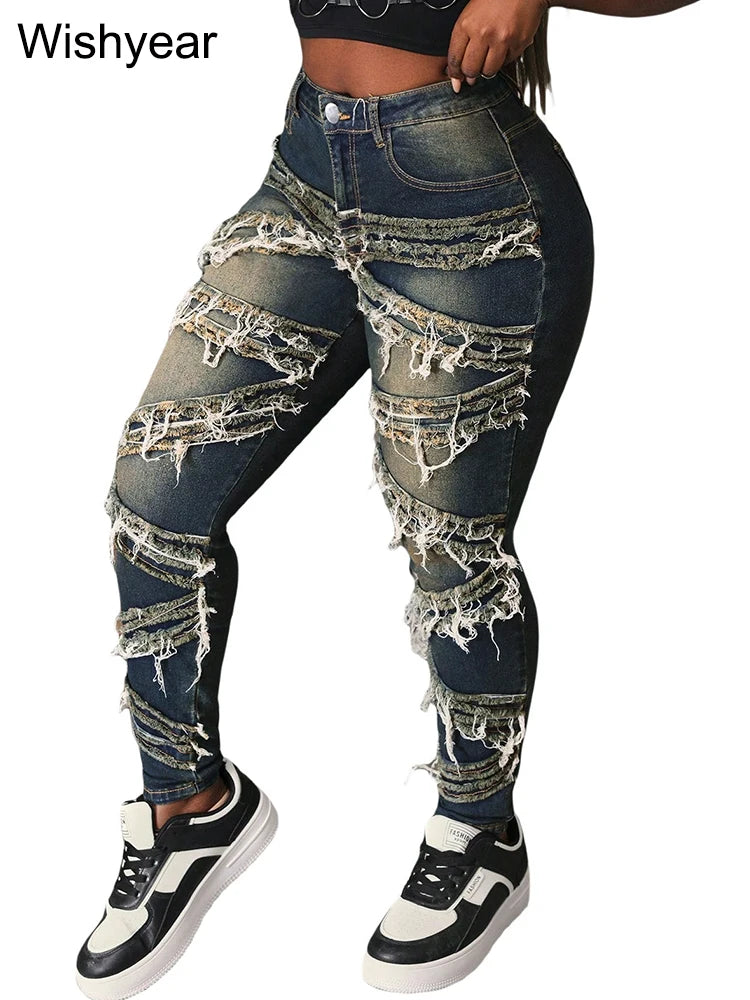 Vintag Spliced Women Jeans