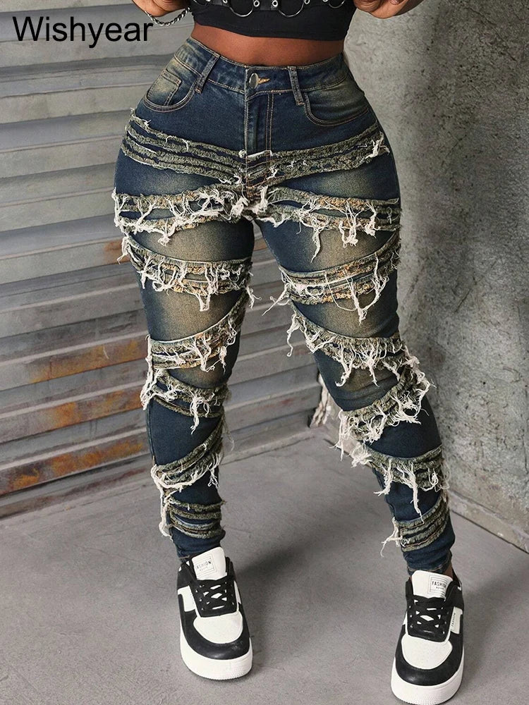 Vintag Spliced Women Jeans