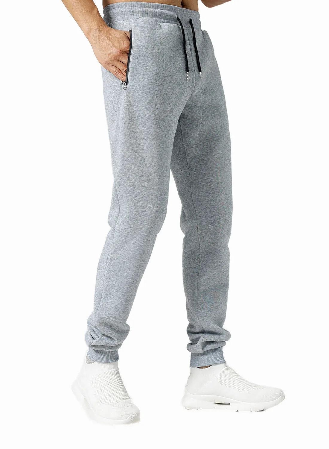 Men Drawstring Zipper Pockets Sweatpants