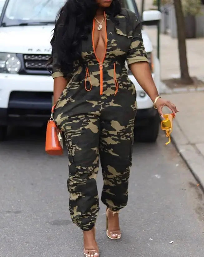 Camouflage Design One Piece Jumpsuit