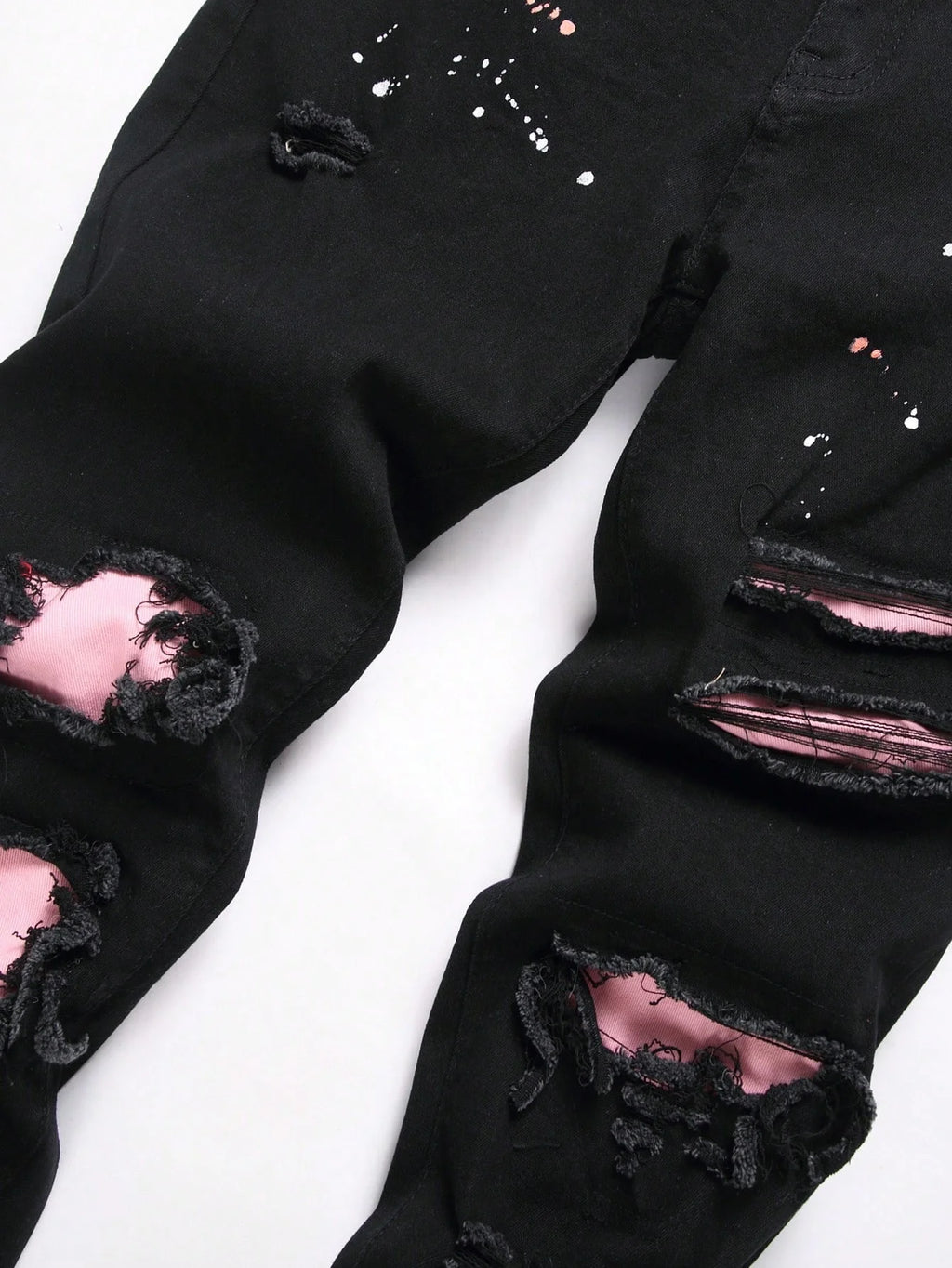 Men Ripped Patchwork Slim Fit Denim