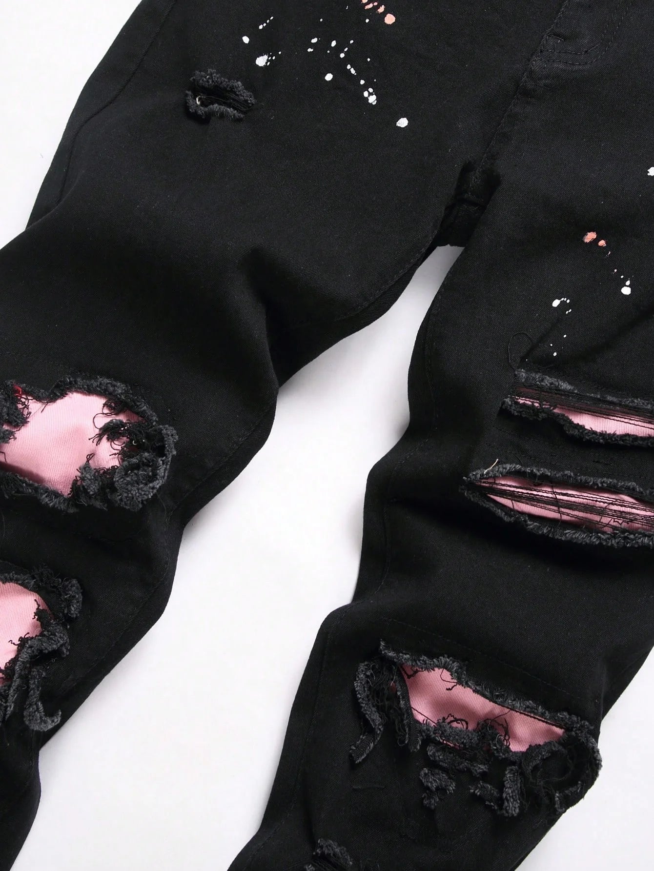 Men Ripped Patchwork Slim Fit Denim