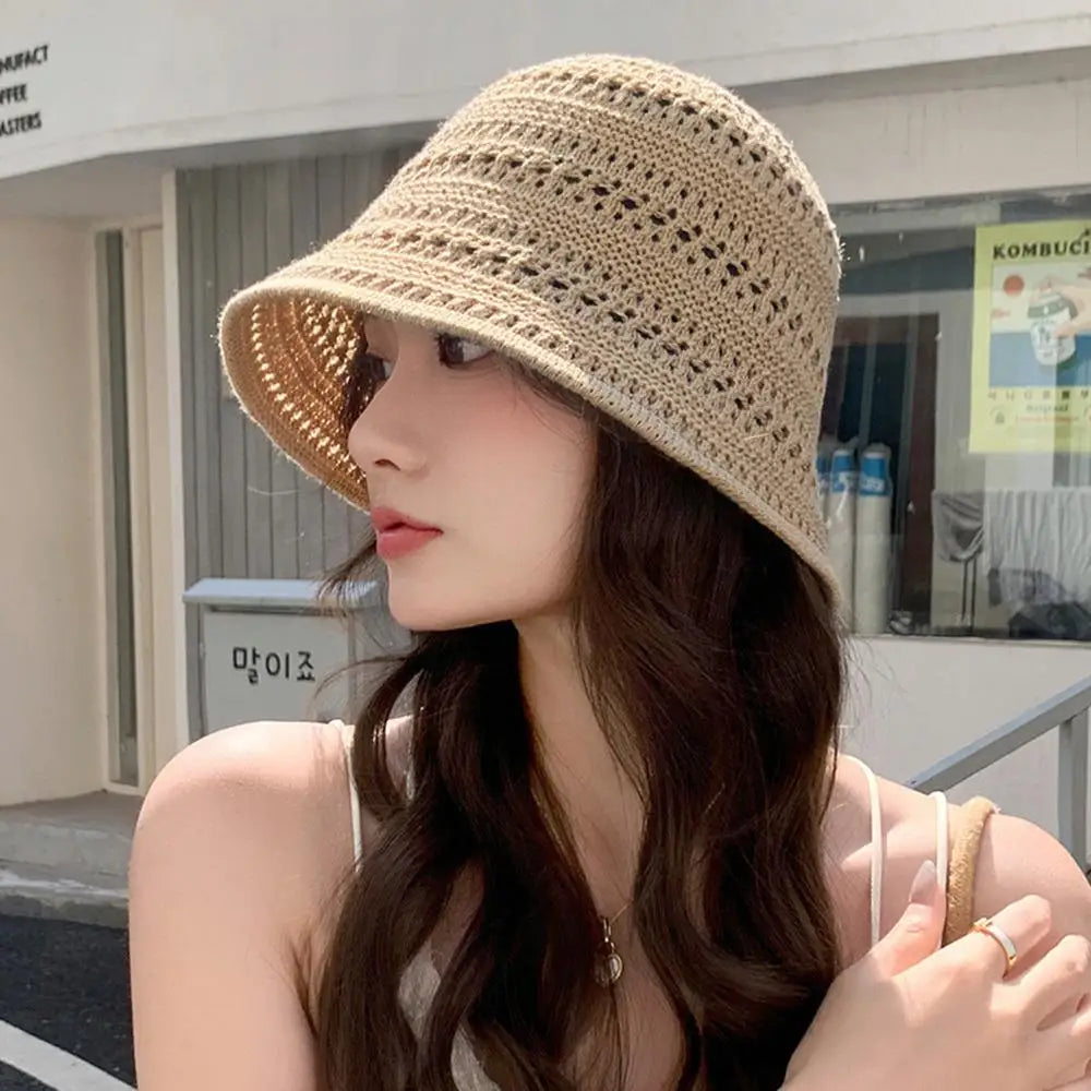 Hollow Knitted Bucket Hat