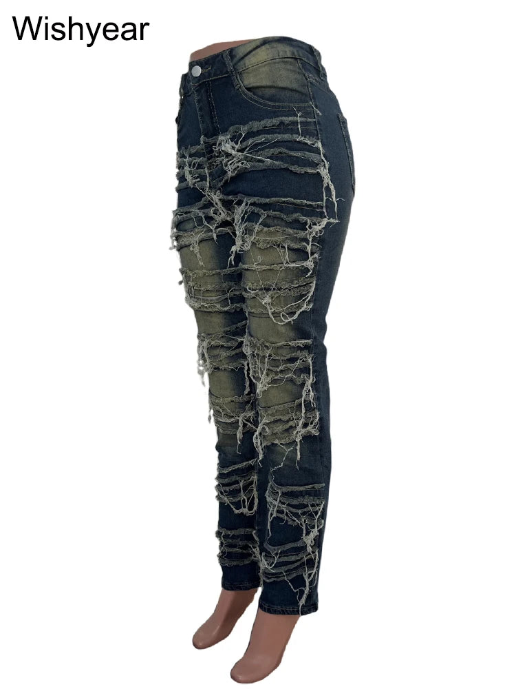 Vintag Spliced Women Jeans