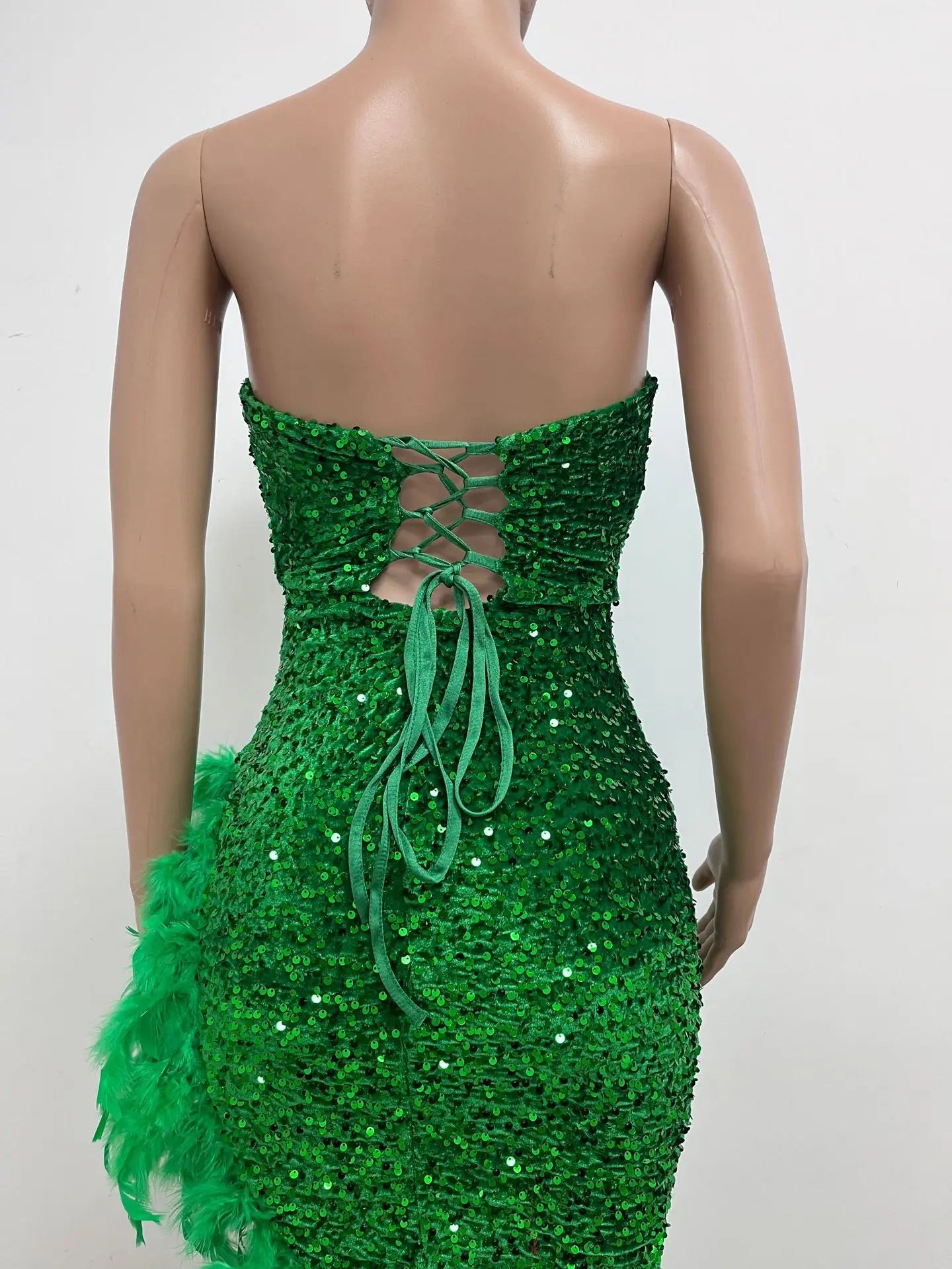 Women Asymmetrical Feather Cocktail Party Dress