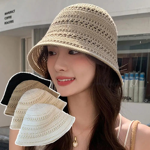 Hollow Knitted Bucket Hat