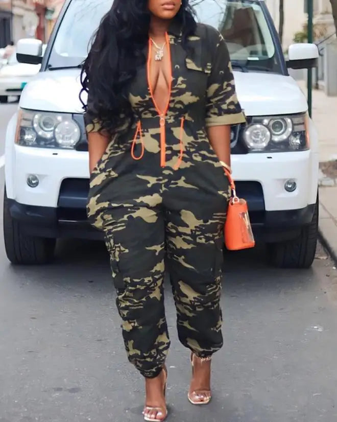 Camouflage Design One Piece Jumpsuit