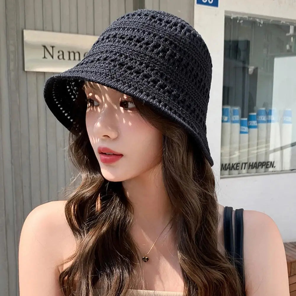 Hollow Knitted Bucket Hat