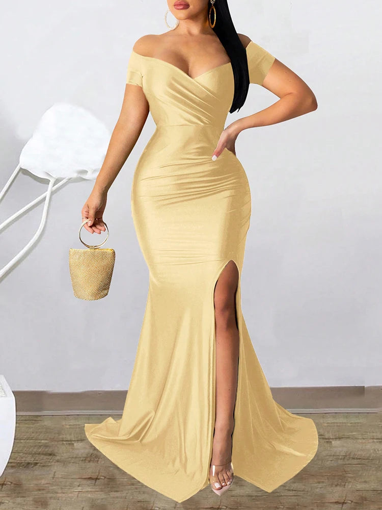 High Slit Evening Maxi Dress