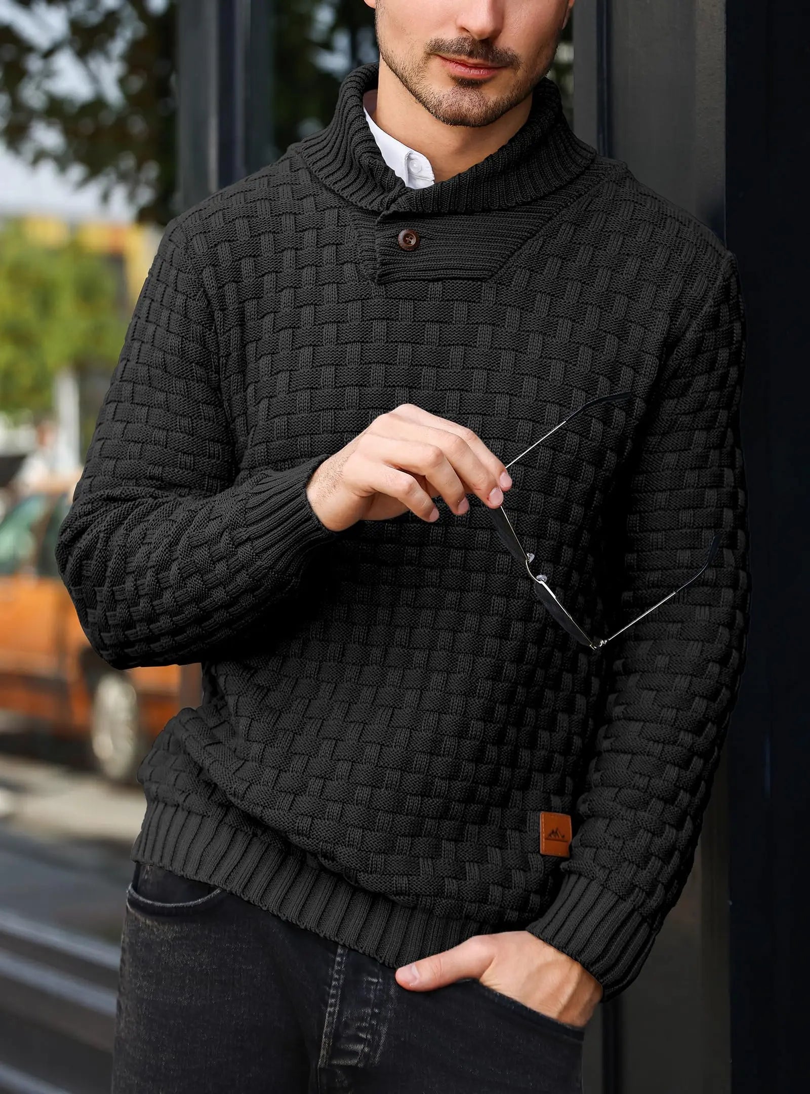 Men’s  Knitted Crew Neck  Long Sleeve Pullover