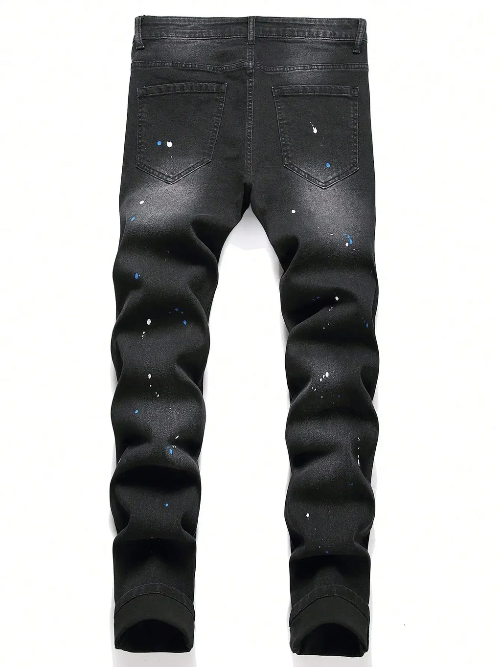 Men Ripped Patchwork Slim Fit Denim