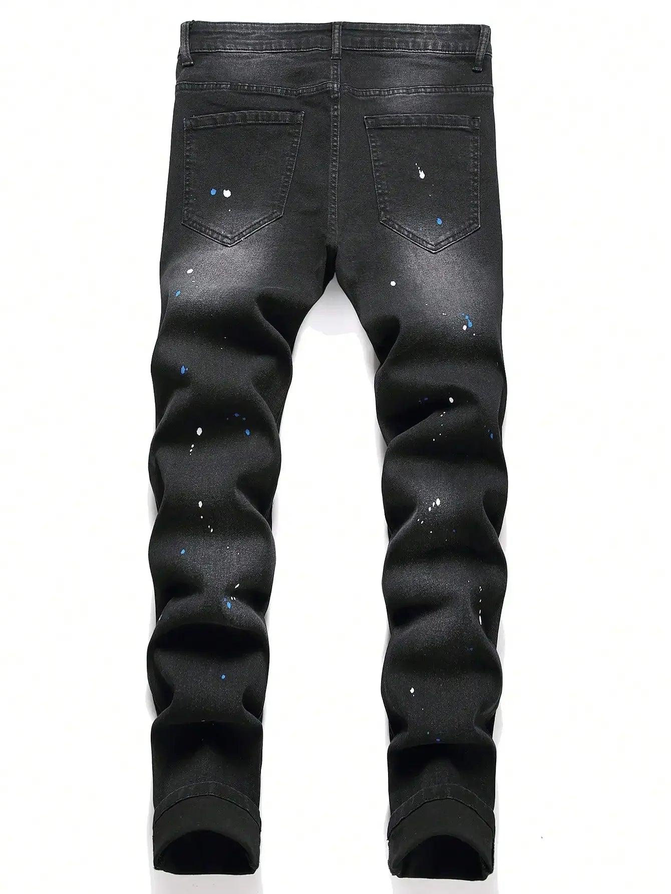 Men Ripped Patchwork Slim Fit Denim