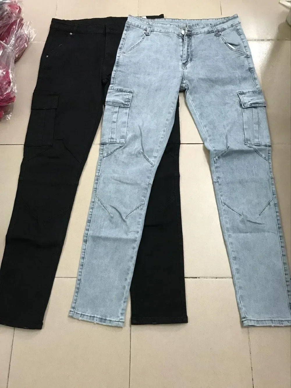 Men Denim Cargo Slim Fit Joggers