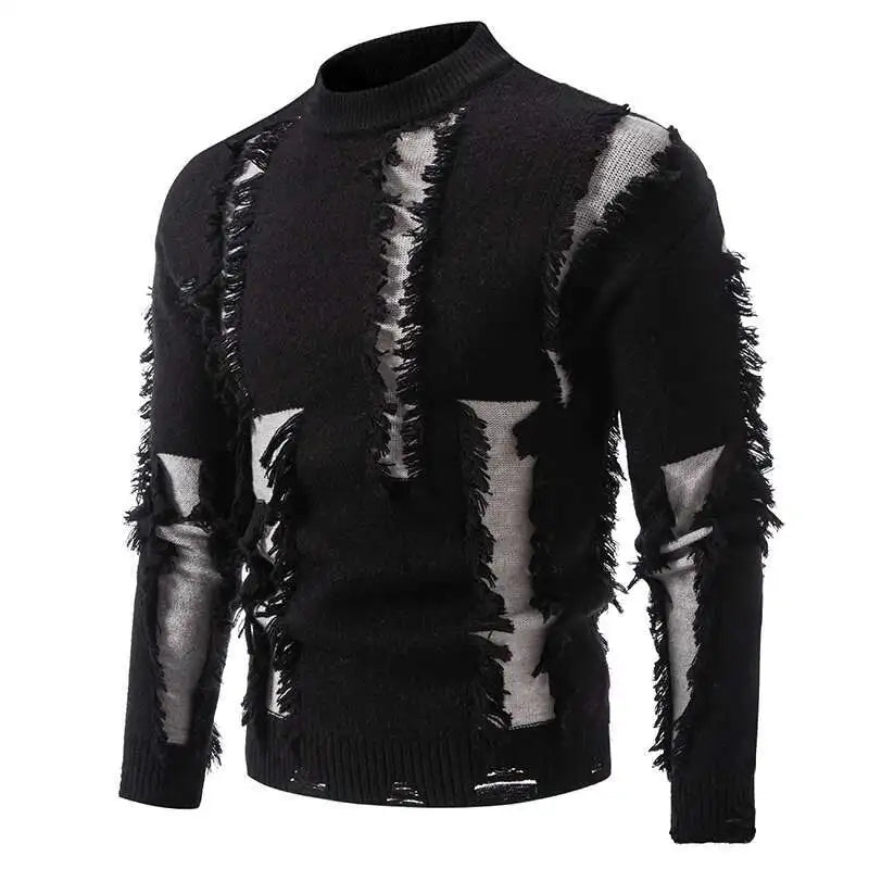 Men's Raw Edge Mock Neck Sweater