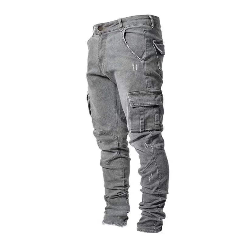 Men Denim Cargo Slim Fit Joggers