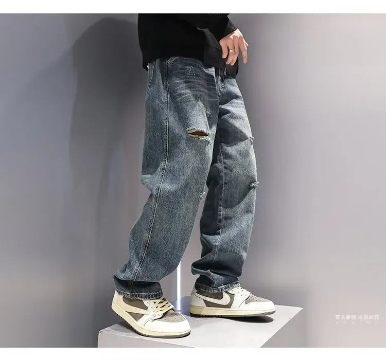 Men's Ripped Baggy Vintage Denim Pants