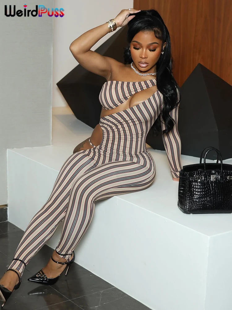 Sexy Hollow Ruched Full Sleeve  Jumpsuit