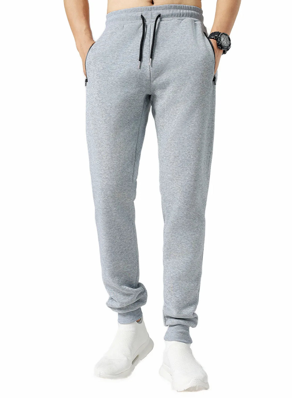 Men Drawstring Zipper Pockets Sweatpants