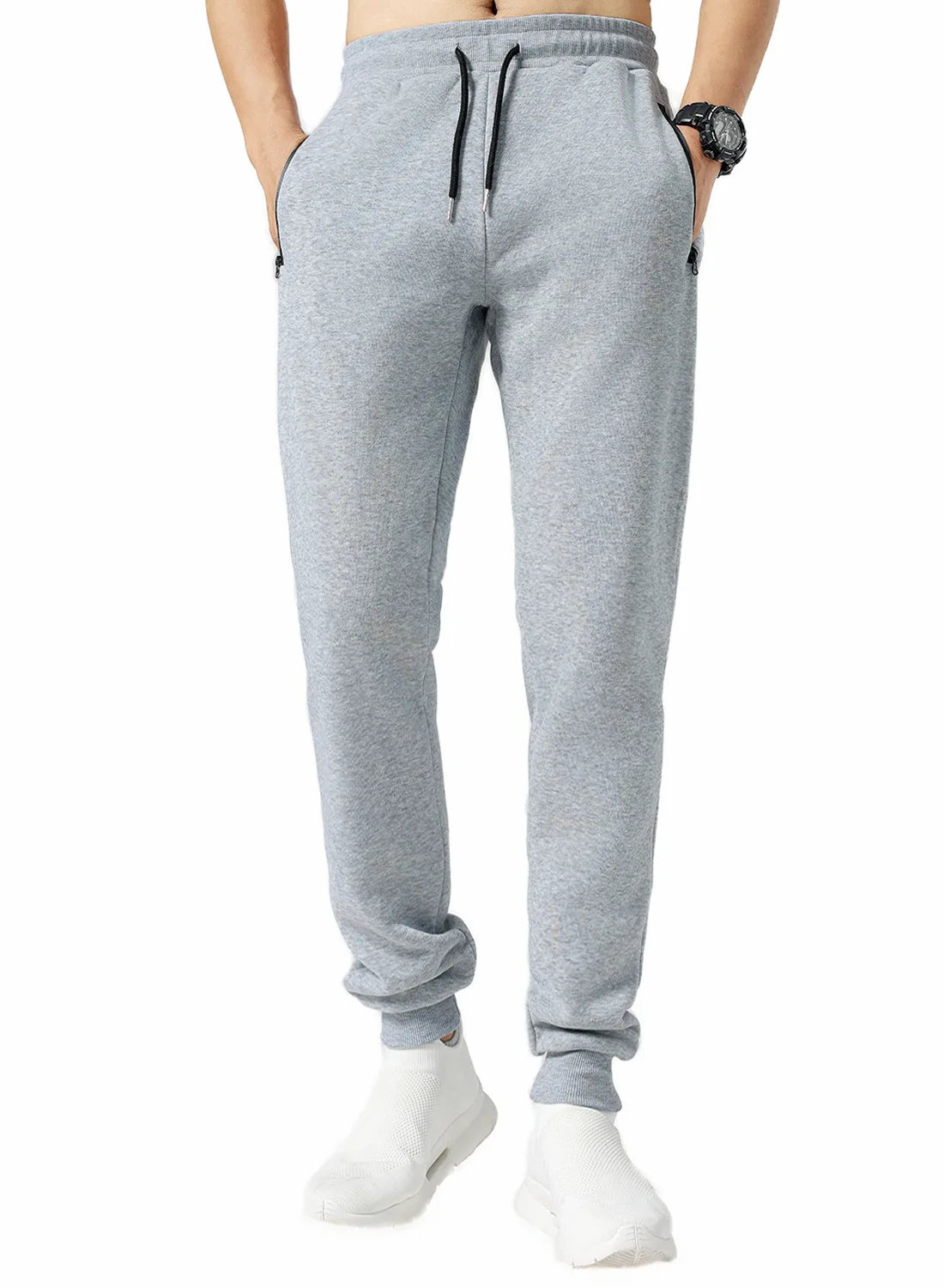 Men Drawstring Zipper Pockets Sweatpants