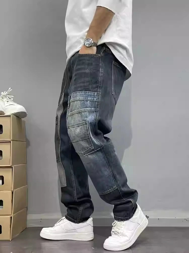 Patchwork Straight Leg Jeans