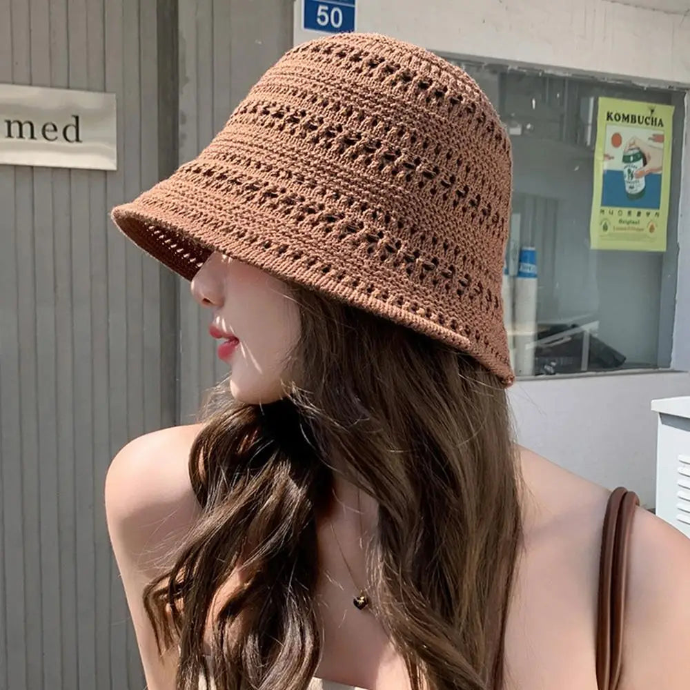 Hollow Knitted Bucket Hat