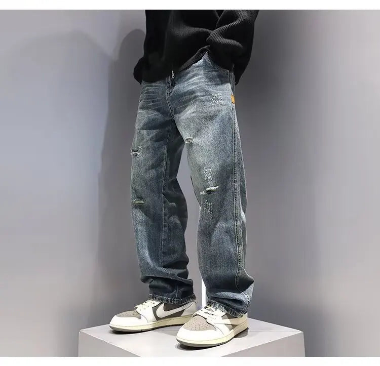 Men's Ripped Baggy Vintage Denim Pants