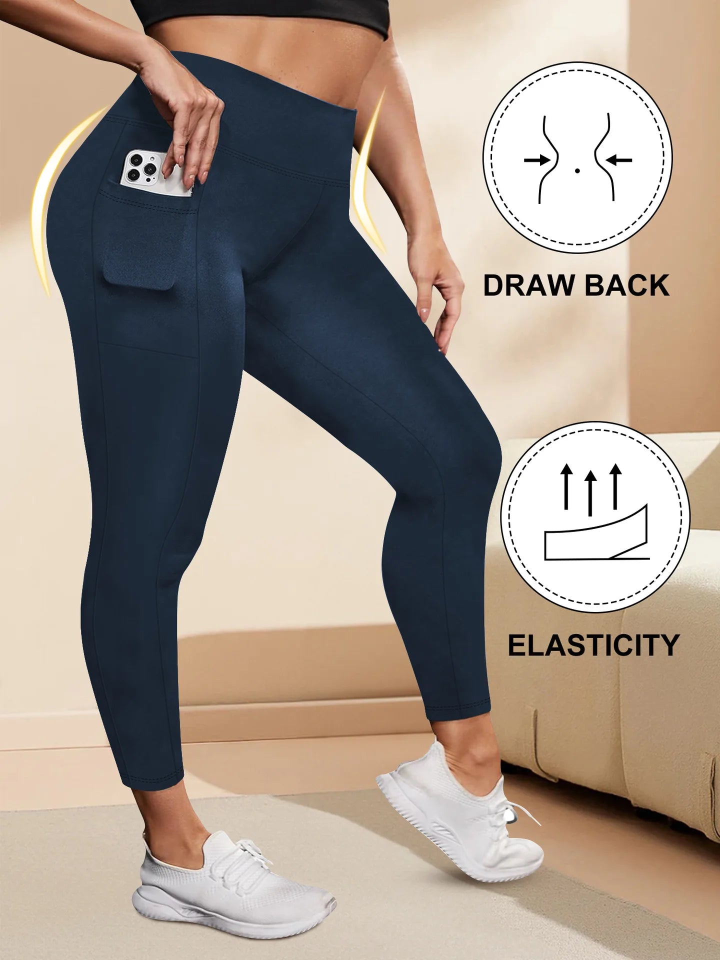 Women's High-Waisted  Butt-Lifting Leggings with Pockets Plus Size
