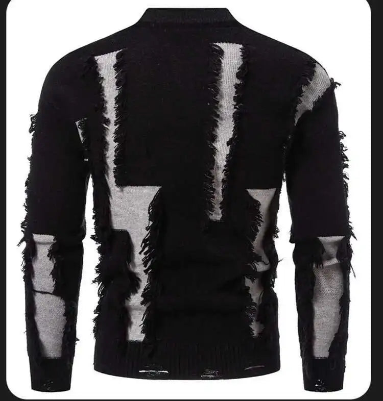 Men's Raw Edge Mock Neck Sweater