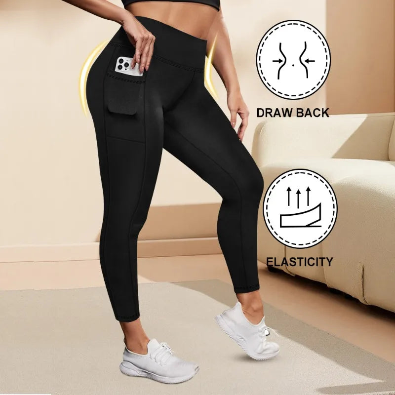 Women's High-Waisted  Butt-Lifting Leggings with Pockets Plus Size