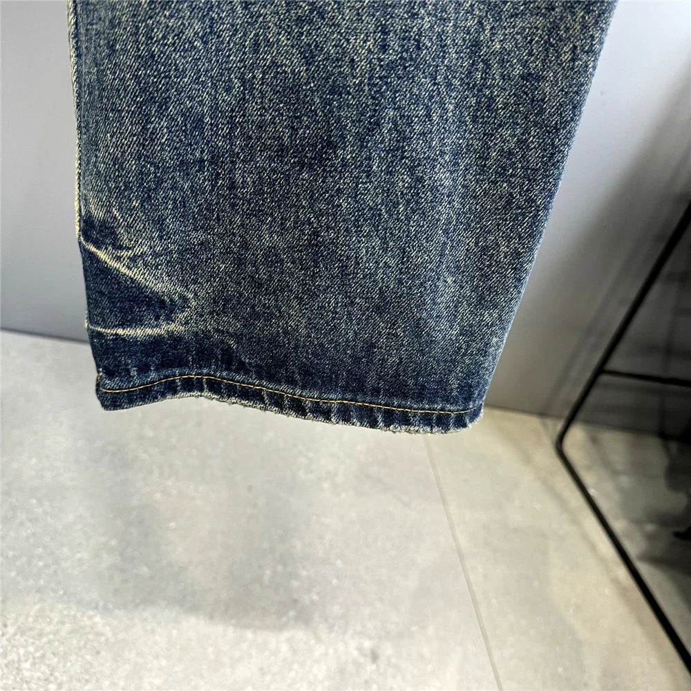 Mens Baggy Distressed Denim Patchwork