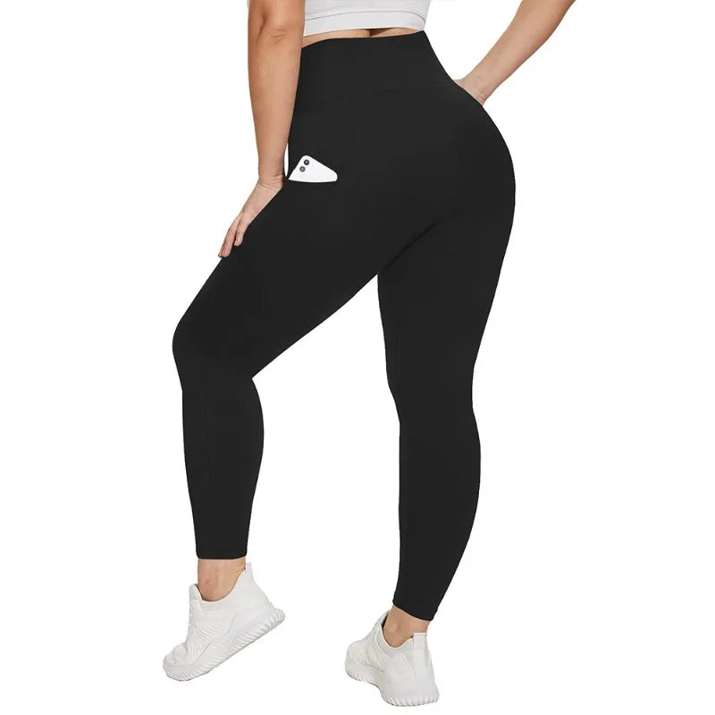 Women's High-Waisted  Butt-Lifting Leggings with Pockets Plus Size