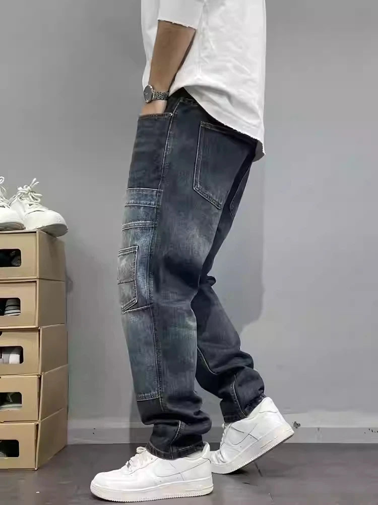 Patchwork Straight Leg Jeans